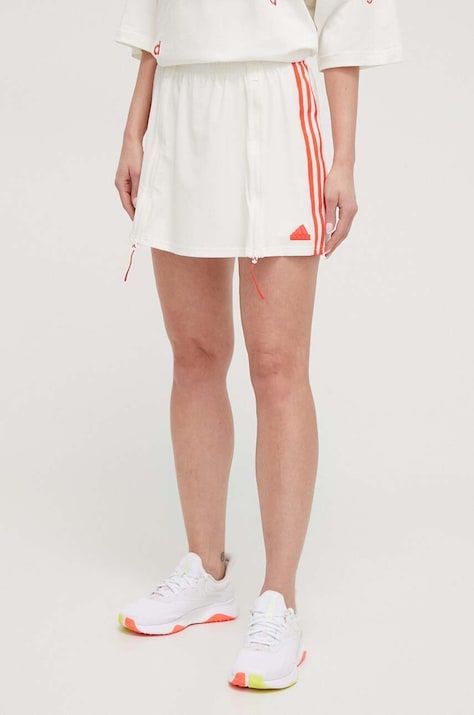 Sukně adidas béžová barva, mini, IS0878