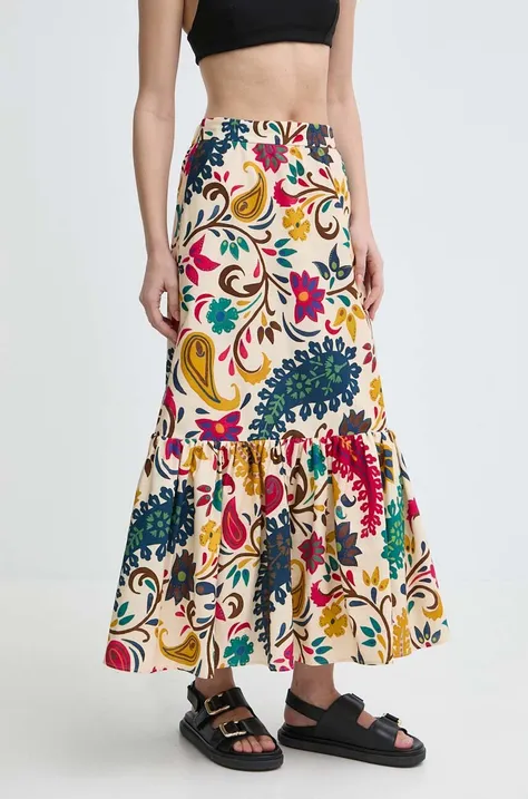 Βαμβακερή φούστα Luisa Spagnoli TASSELLO χρώμα: κίτρινο, 540704