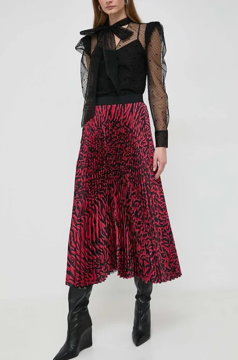 Suknja Karl Lagerfeld boja: crvena, midi, širi se prema dolje