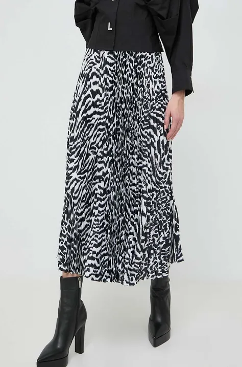 Suknja Karl Lagerfeld boja: crna, midi, širi se prema dolje