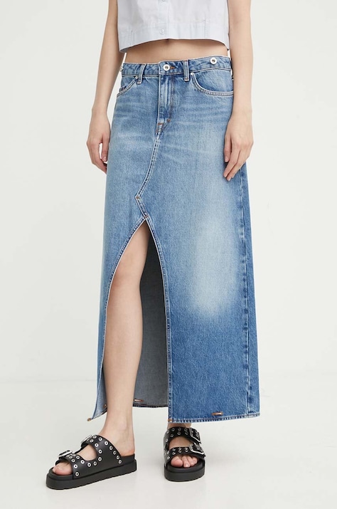 Tiger Of Sweden fustă din denim Tillis culoarea bej, maxi, evazată, S72324002