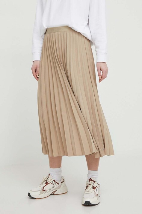 Φούστα Tommy Hilfiger χρώμα: μπεζ