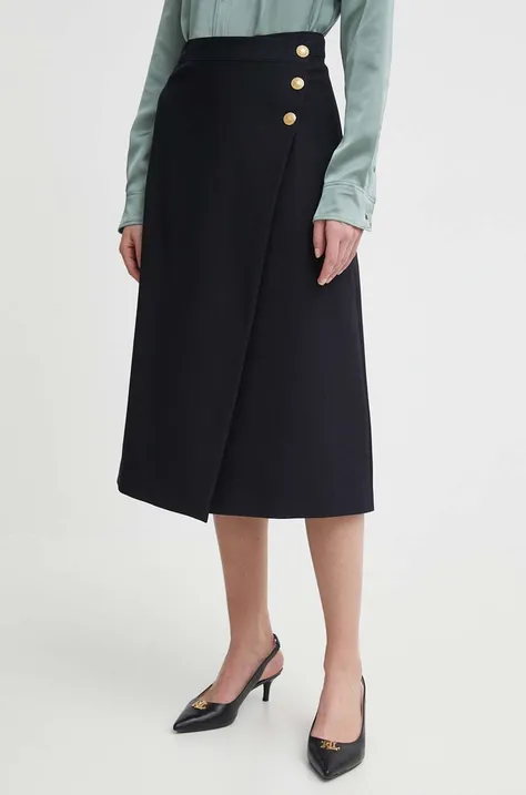 Sukňa Tommy Hilfiger tmavomodrá farba, midi, áčkový strih, WW0WW41601