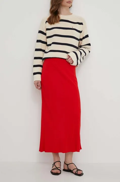 Suknja Tommy Hilfiger boja: crvena, maxi, ravna