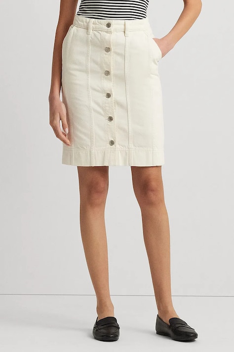 Τζιν φούστα Lauren Ralph Lauren χρώμα: μπεζ, 200934630
