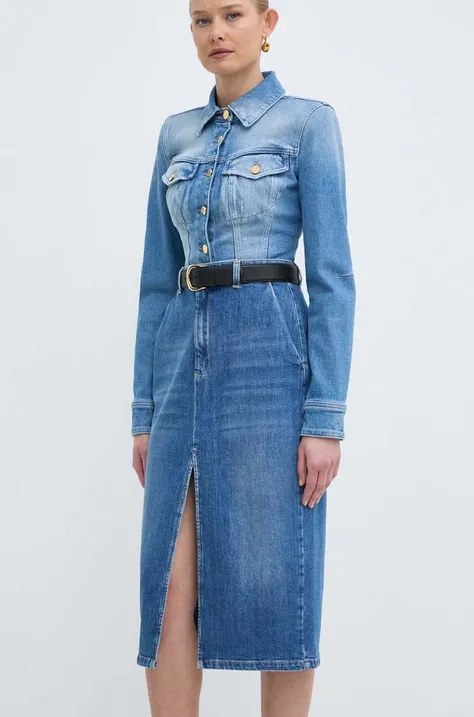 Marella spódnica jeansowa kolor niebieski midi prosta 2413101024200