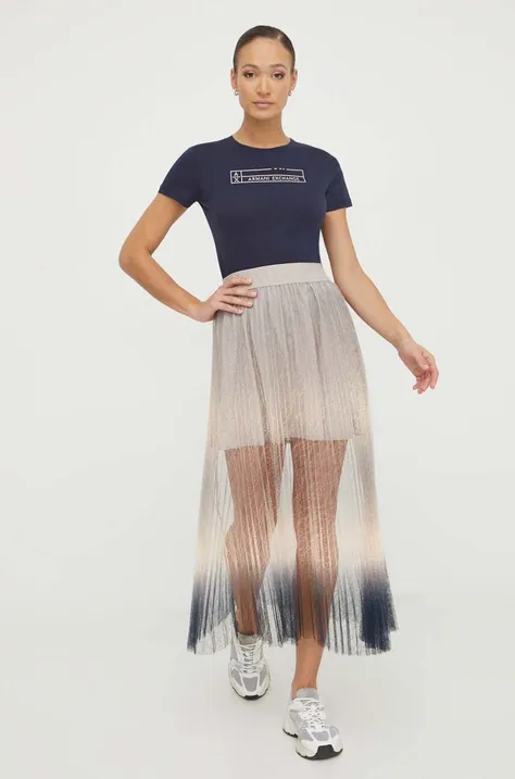 Suknja Armani Exchange boja: bež, maxi, širi se prema dolje