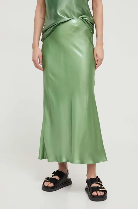 Suknja BOSS boja: zelena, maxi, širi se prema dolje
