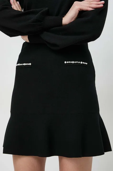 Suknja Liu Jo boja: crna, mini, širi se prema dolje