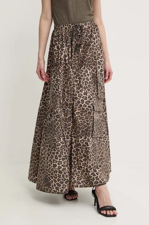 Bavlnená sukňa Liu Jo hnedá farba, maxi, áčkový strih