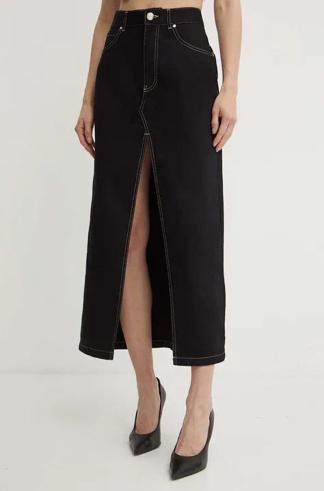 Pinko spódnica jeansowa kolor czarny maxi prosta 103628 A1VD