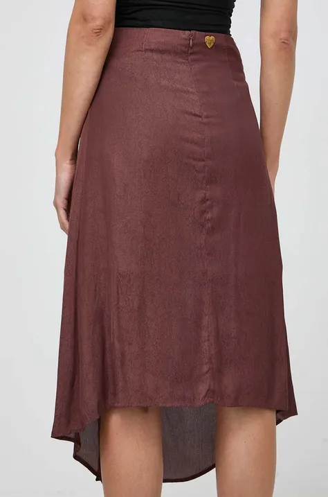 Suknja Twinset boja: smeđa, midi, širi se prema dolje
