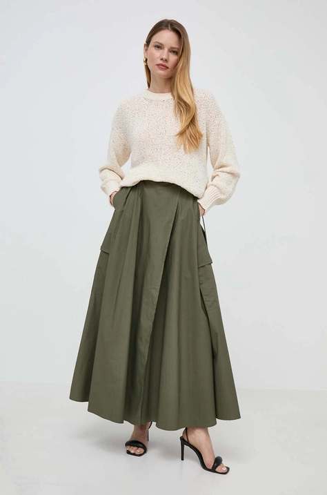 Twinset fusta culoarea verde, maxi, evazati