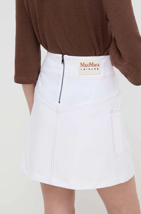 Suknja Max Mara Leisure boja: bijela, mini, širi se prema dolje, 2416771018600