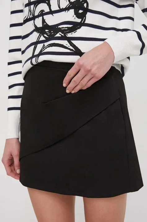 Desigual spódnica kolor czarny mini rozkloszowana