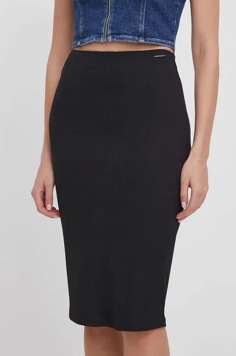 Sukňa Calvin Klein čierna farba,midi,puzdrová,K20K206539