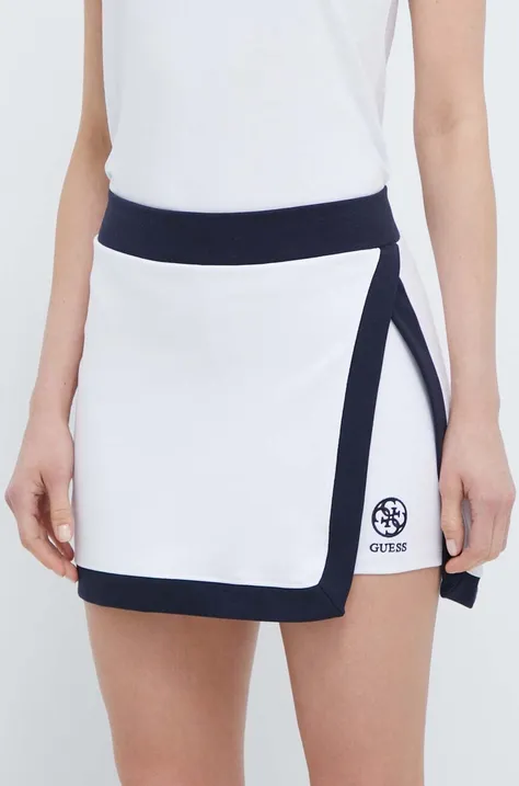 Suknja Guess boja: bijela, mini, ravna
