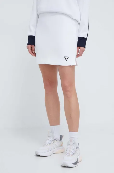 Suknja Guess boja: bijela, mini, ravna