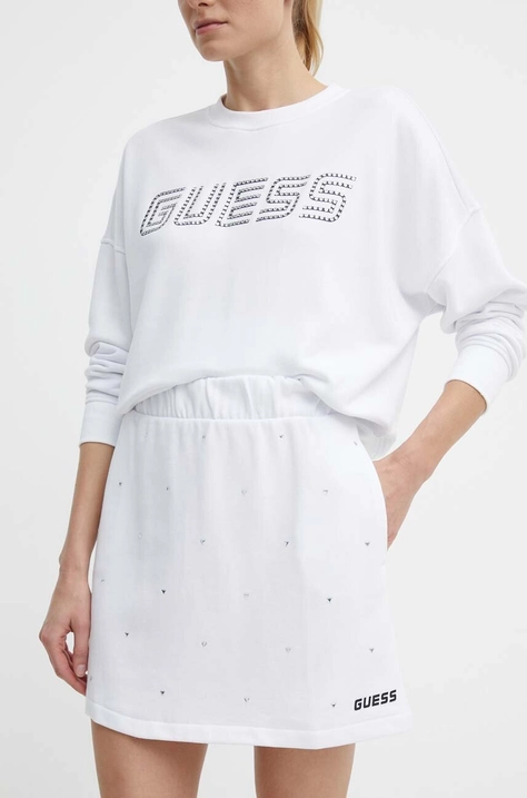 Guess fusta SKYLAR culoarea alb, mini, evazati, V4GD08 K8802