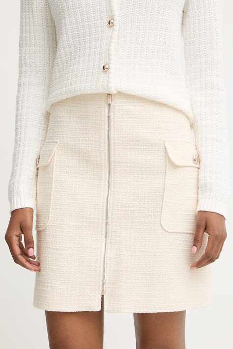 Morgan fusta culoarea bej, mini, drept