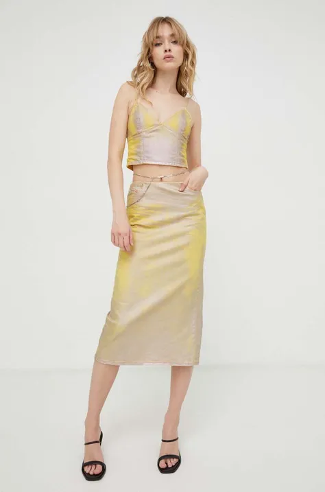 Traper suknja Diesel boja: žuta, midi, ravna