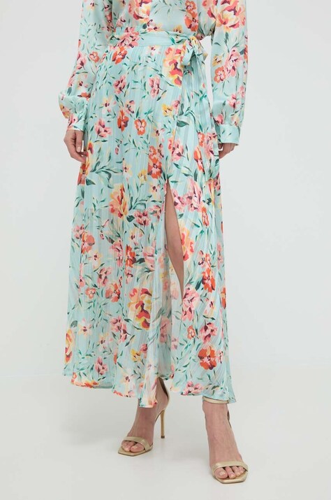 Guess fusta culoarea verde, maxi, evazati