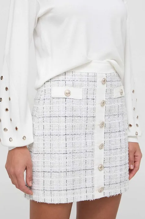Sukňa Guess biela farba, mini, rovný strih