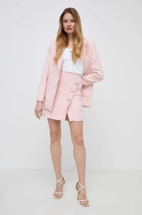 Suknja Guess boja: ružičasta, mini, ravna