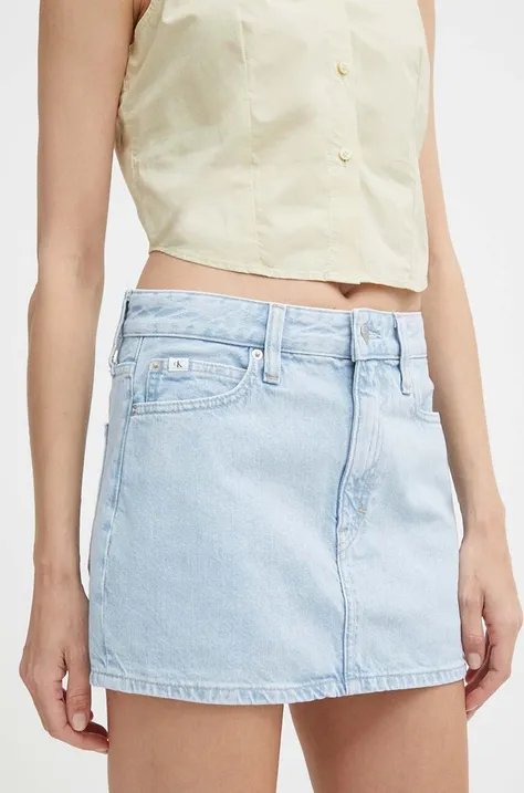 Rifľová sukňa Calvin Klein Jeans mini, rovný strih, J20J222828