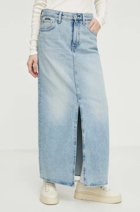 G-Star Raw spódnica jeansowa kolor niebieski maxi prosta