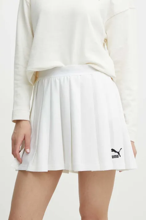 Suknja Puma boja: bijela, mini, širi se prema dolje, 624237