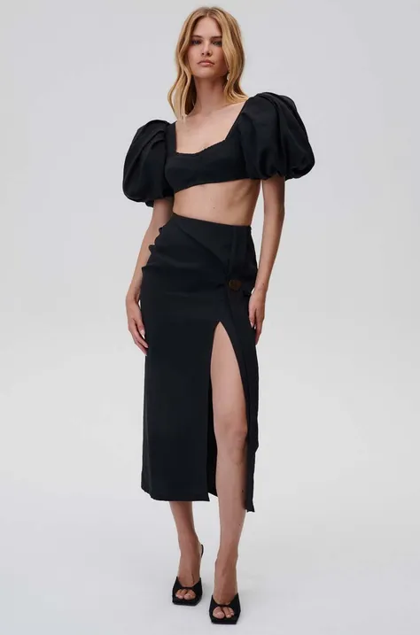 Sukňa Undress Code čierna farba, midi, rovný strih