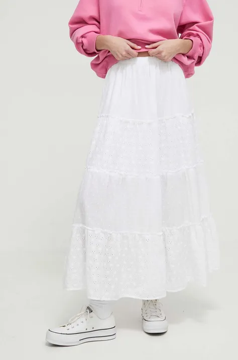 Βαμβακερή φούστα Hollister Co. χρώμα: άσπρο