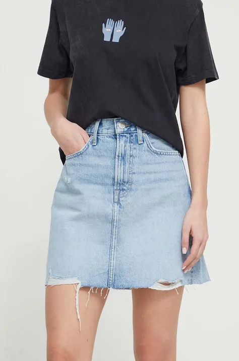 Rifľová sukňa Tommy Jeans mini,rovný strih,DW0DW17665