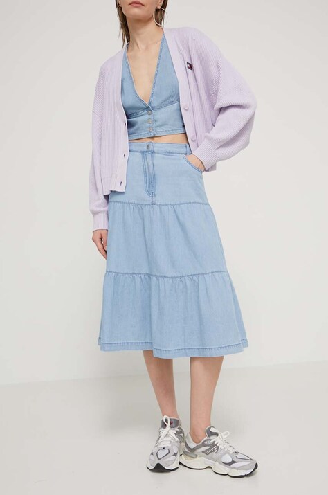 Джинсова спідниця Tommy Jeans midi розкльошена