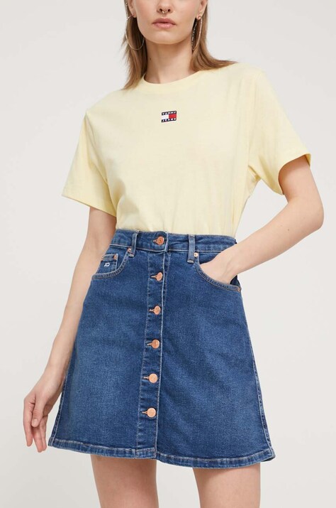 Джинсова спідниця Tommy Jeans колір синій mini пряма