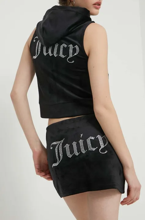 Velurová sukně Juicy Couture černá barva, mini