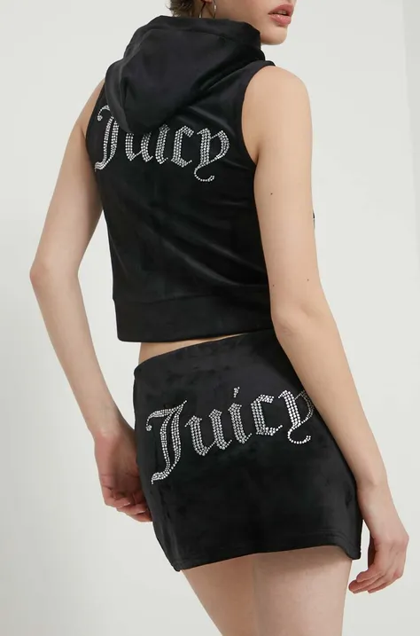 Juicy Couture spódnica welurowa kolor czarny mini ołówkowa