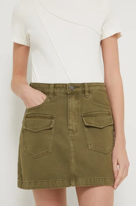 Desigual spódnica jeansowa kolor zielony mini ołówkowa