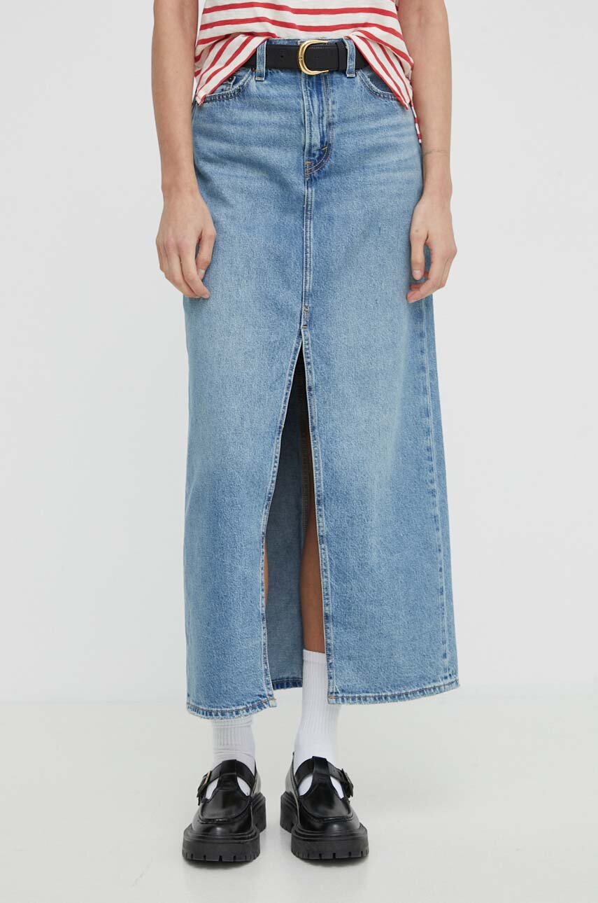 Levi's spódnica jeansowa kolor niebieski maxi prosta