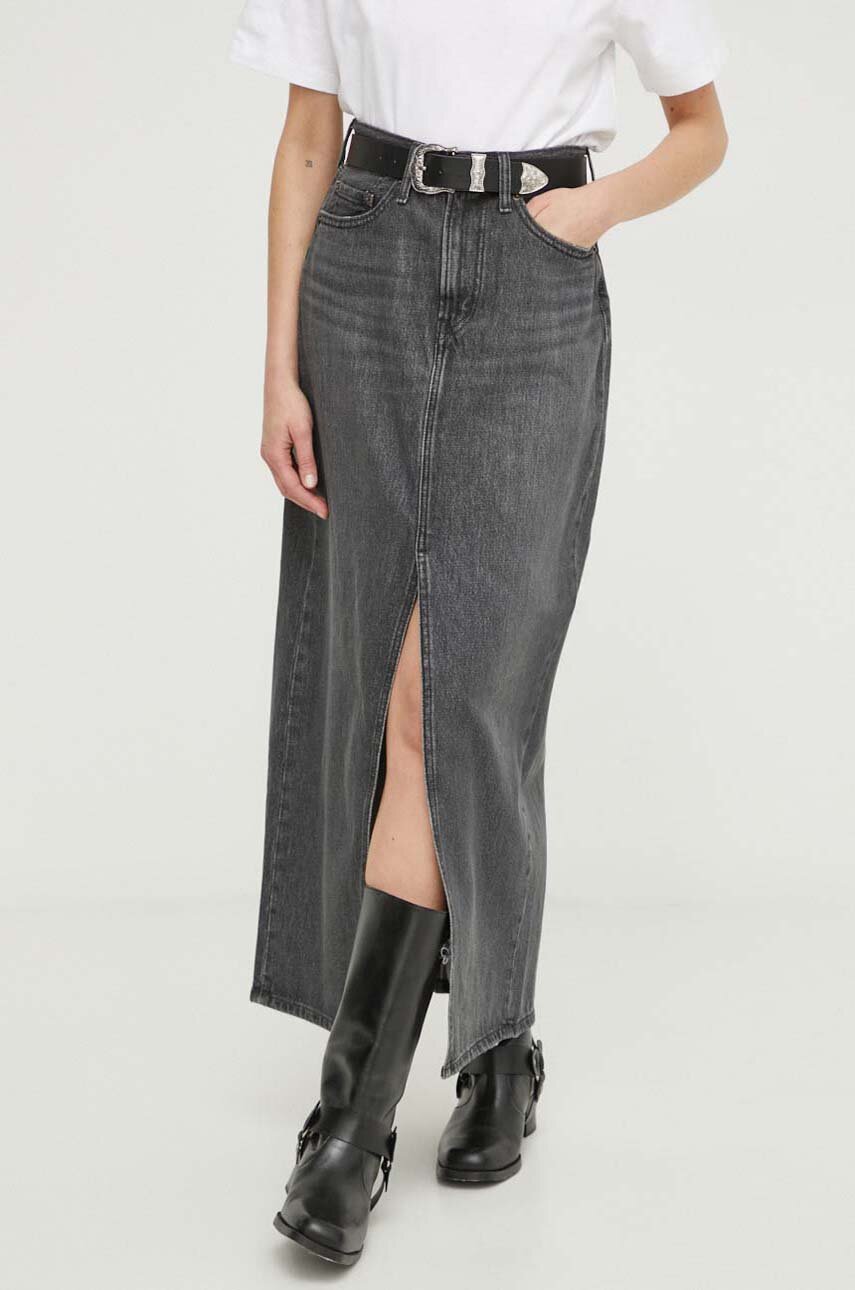 Levi's fusta jeans culoarea gri, maxi, drept