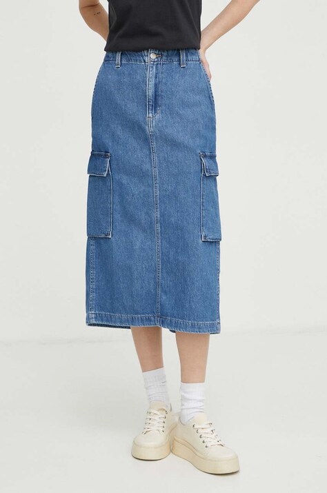 Levi's fustă din denim midi, evazată