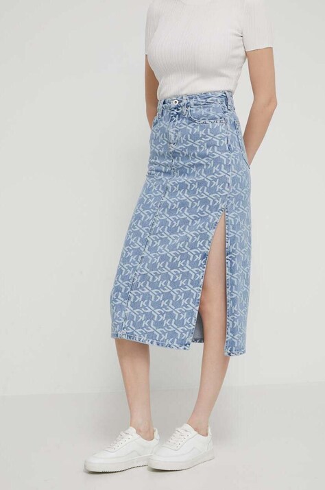 Karl Lagerfeld Jeans fustă din denim midi, dreaptă