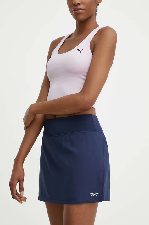 Športová sukňa Reebok Identity Training tmavomodrá farba, mini, rovný strih, 100076311