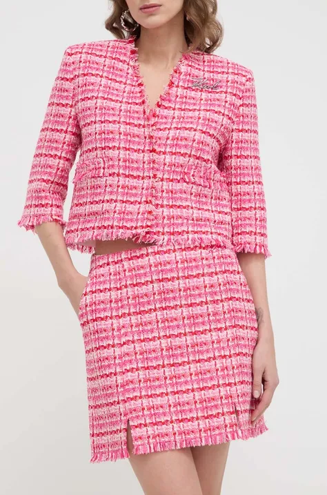 Sukňa Karl Lagerfeld ružová farba, mini, áčkový strih