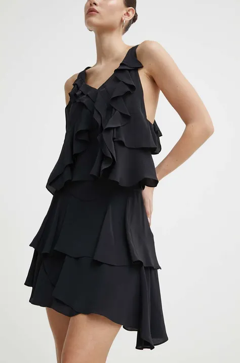 Μεταξωτή φούστα IRO χρώμα: μαύρο