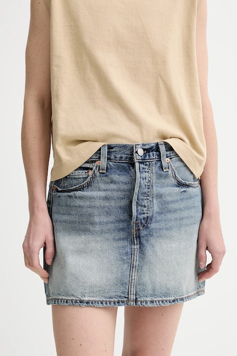 Rifľová sukňa Levi's šedá farba, mini, rovný strih