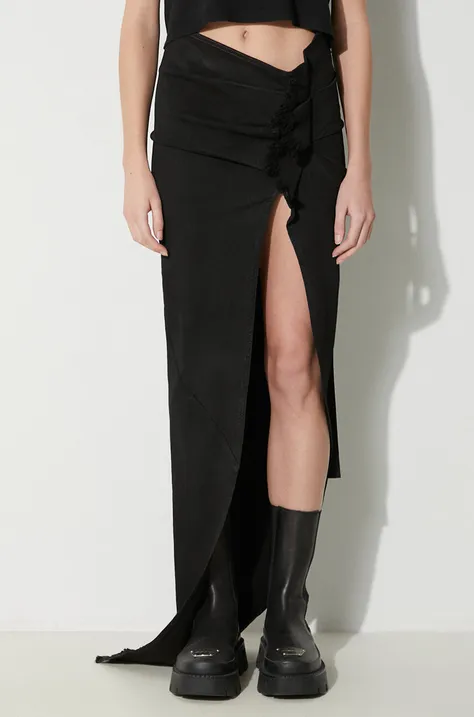 Rifľová sukňa Rick Owens Denim Skirt Edfu Skirt Long čierna farba, mini, puzdrová, DS01D1348.SBB.09
