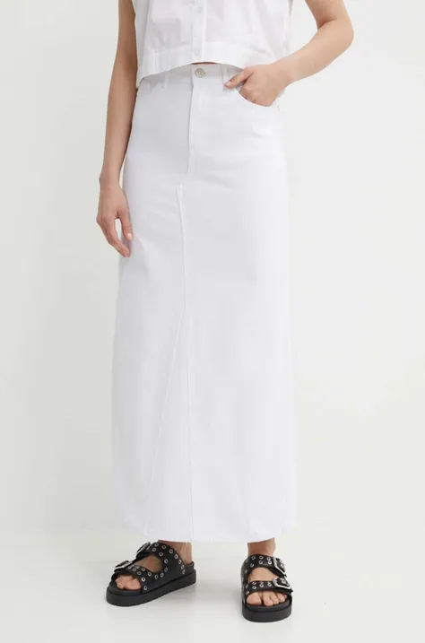 Džínová sukně Gestuz bílá barva, maxi, 10909059