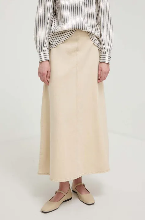 Rifľová sukňa By Malene Birger béžová farba, maxi, áčkový strih